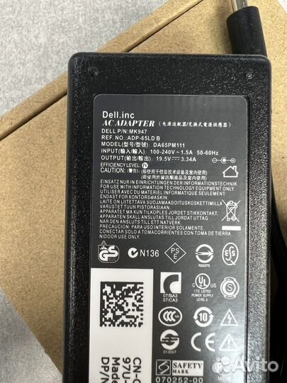 Блок питания для ноутбука Dell 19.5v 3.34a 65w нов