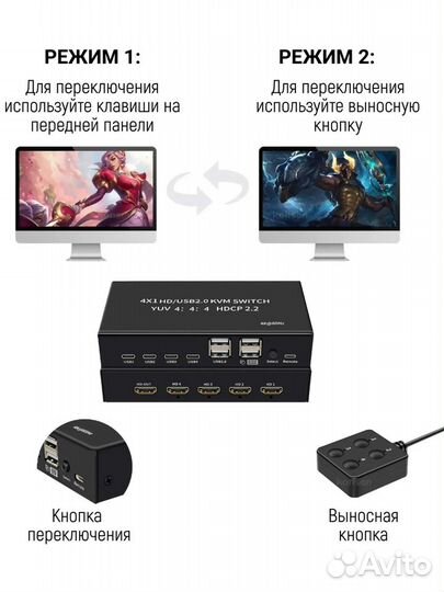 Hdmi USB KVM Switch 4-1 переключатель 2023 года