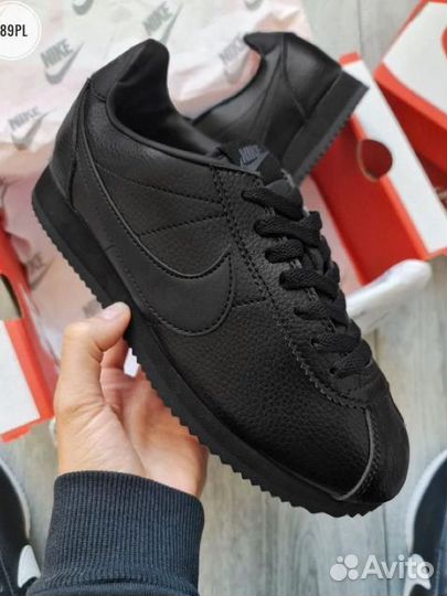 Кроссовки Nike Cortez All Black Ghost Leather