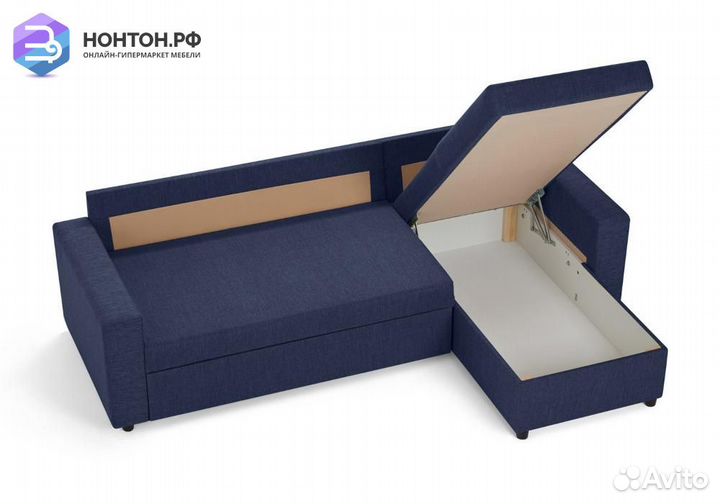 Диван угловой дельфин Торонто синий