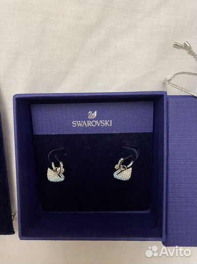 Набор серьги подвеска браслет swarovski swan