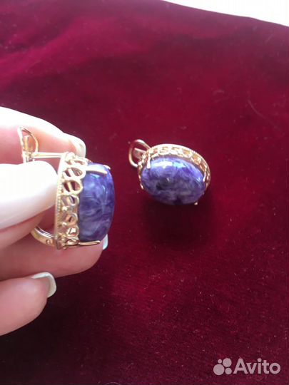 Серебряные серьги с чароитами