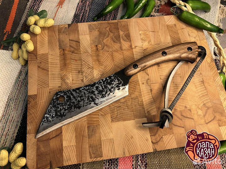 Нож-тяпка 'для рубки с кольцом', Сталь ст45, ручна