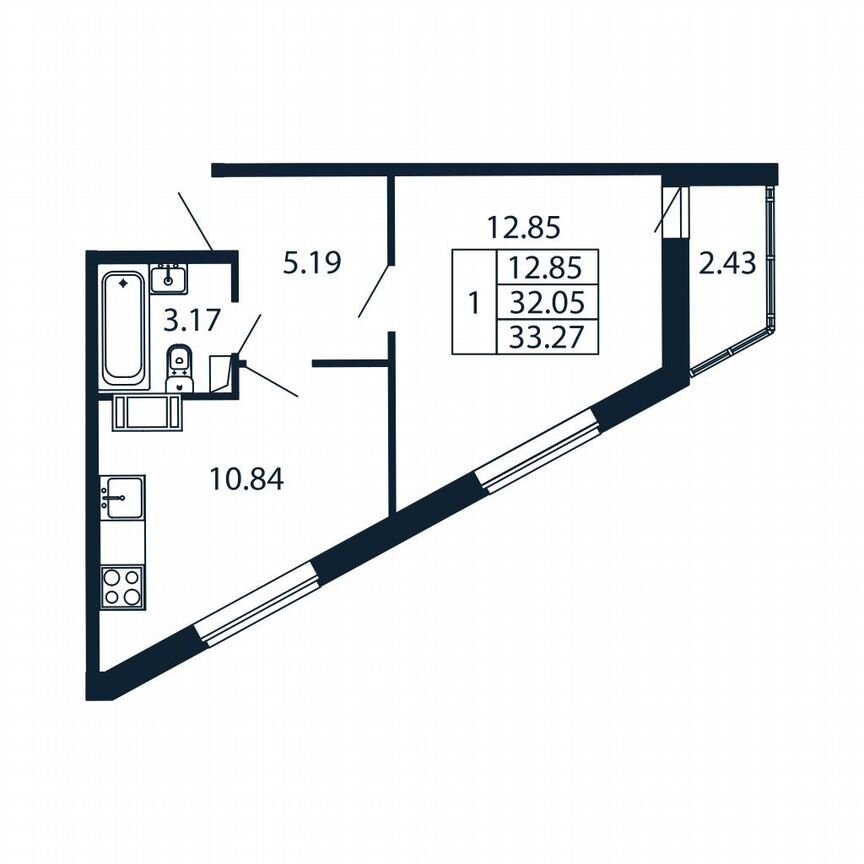 1-к. квартира, 31,3 м², 12/12 эт.