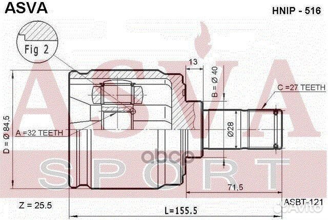 ШРУС внутр 32X40X27 hnip516 asva