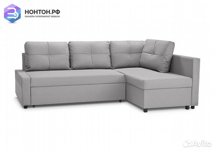 Диван угловой дельфин Поло серый