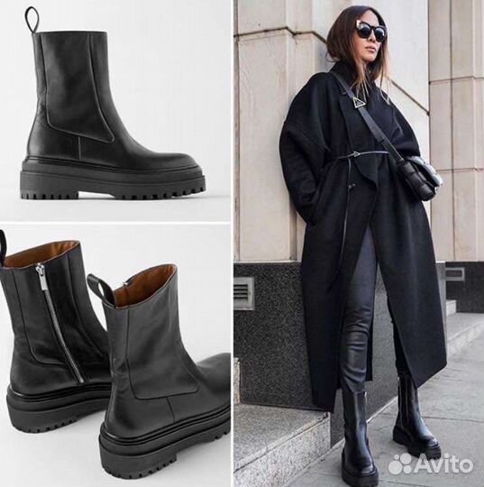 Кожаные ботинки zara 37