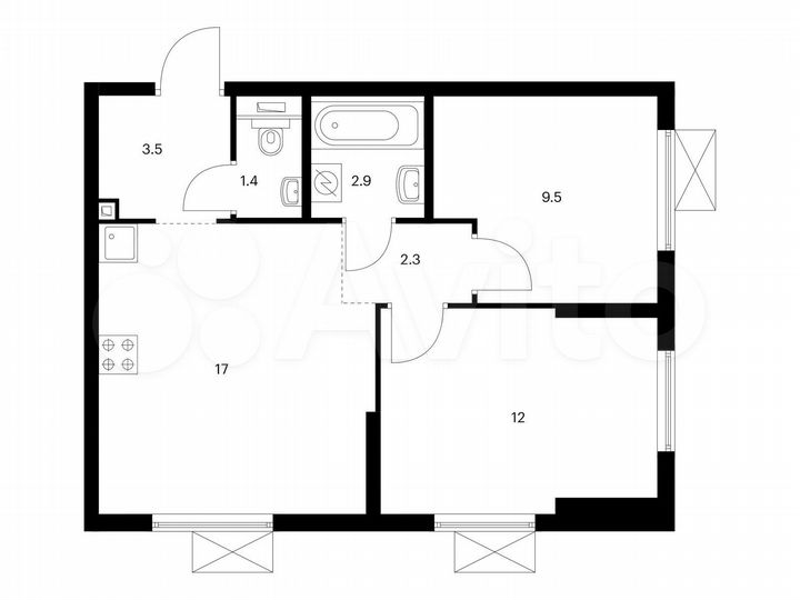 2-к. квартира, 48,6 м², 4/25 эт.