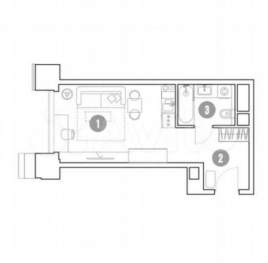 Апартаменты-студия, 28,6 м², 28/36 эт.