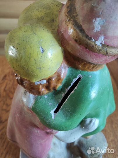 Копилка СССР мальчик с девочкой. Гипс. Большая