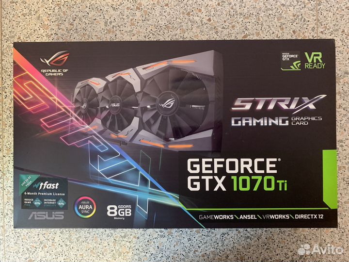 Видеокарта asus ROG Strix GeForce GTX 1070 Ti 8GB