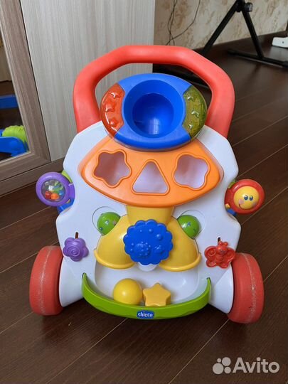 Ходунки каталка chicco 2в1 развивающий музыкальный