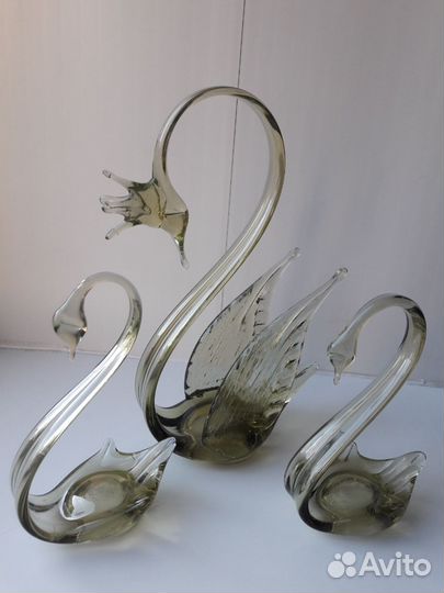 Стеклянные фигурки лебедей. СССР