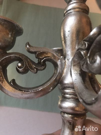 Подсвечник дерево+серебрение