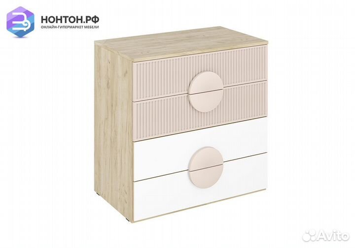 Комод Мирра дуб крафт серый / белый / софт какао
