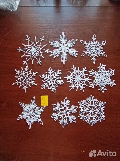Вязаные снежинки 10 шт набор