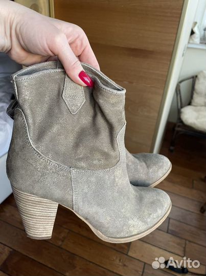 Ботильоны казаки натуральная кожа терволина