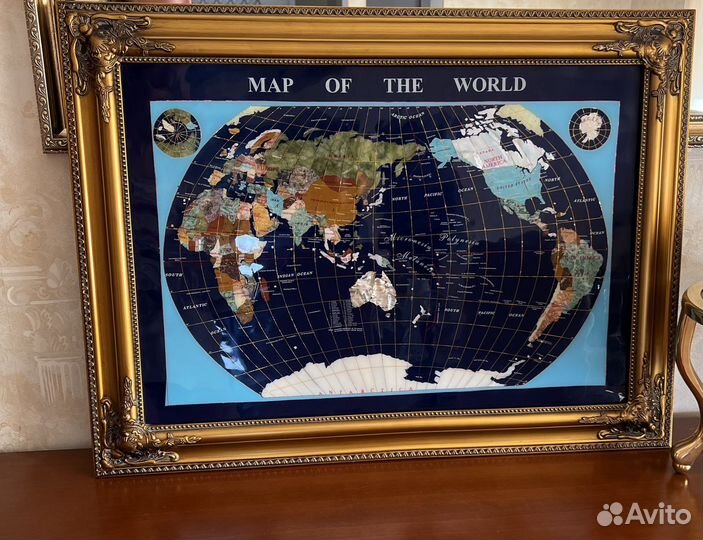 Глобус и картина из полудрагоценных камней