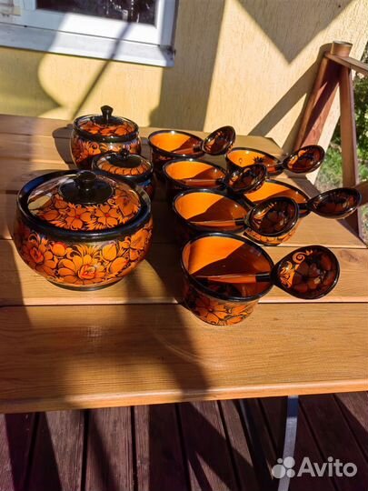 Набор деревянной посуды Хохлома оригинал