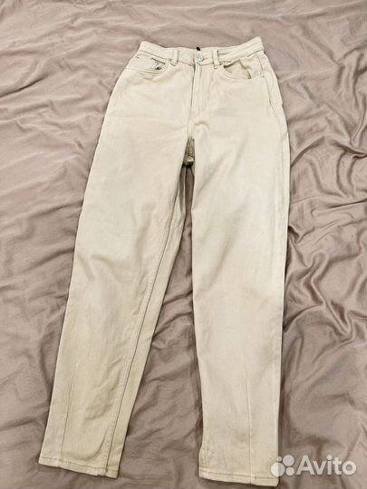Джинсы бежевые divided h&m одежда 36 42-44