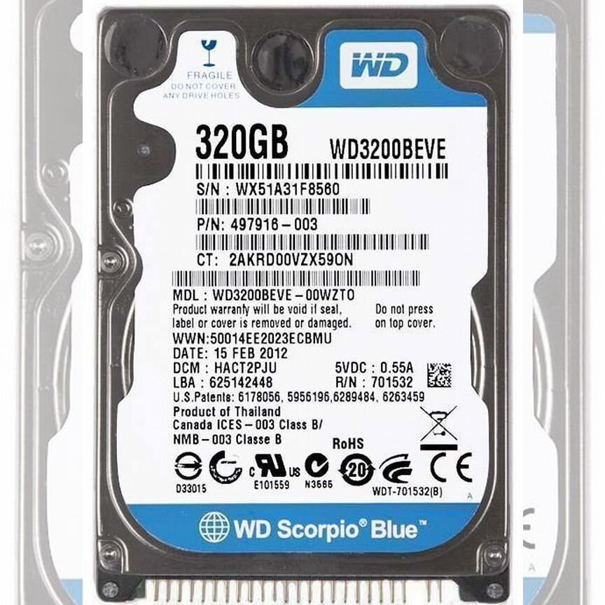 [WD3200BEVE] Жесткий Диск Western Digital Wd3200beve 320gb Sata