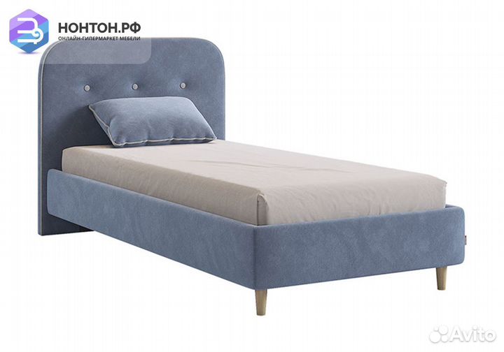 Кровать Лео 0.9 велюр топаз / галька