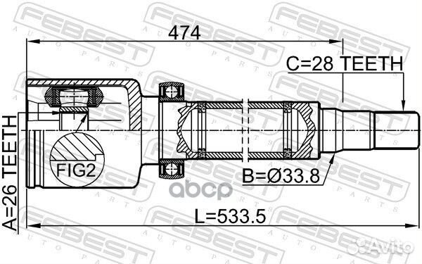 ШРУС внутренний правый 26X33.8X28 подходит для