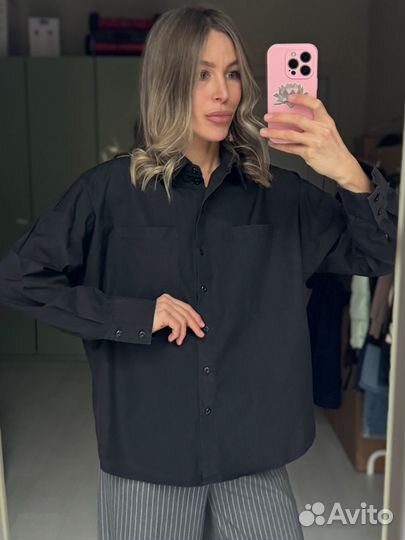 Рубашка черная оверсайз