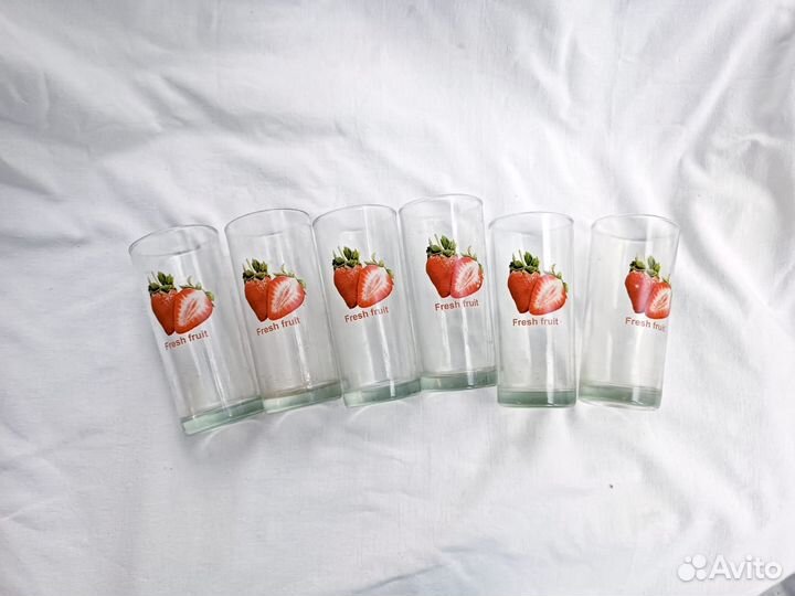 Набор стаканов с ягодами, стеклянные, 6 шт