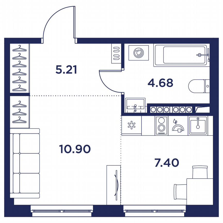 Квартира-студия, 28,2 м², 4/5 эт.