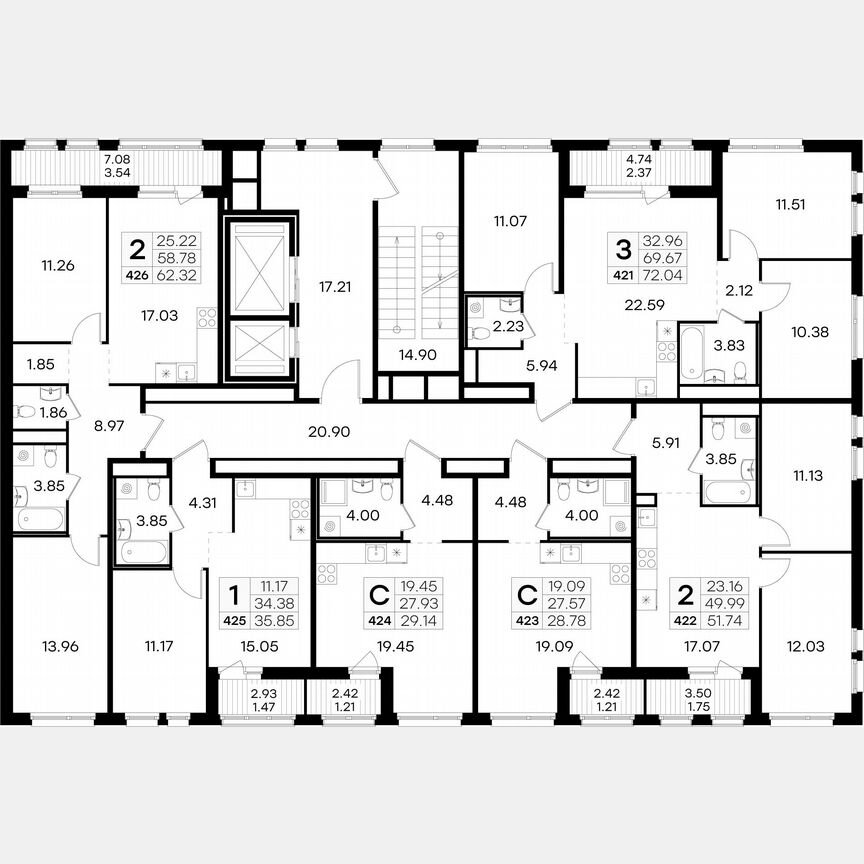 Квартира-студия, 28,8 м², 12/15 эт.