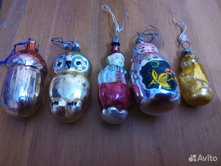 Елочные игрушки стекло СССР 5 шт