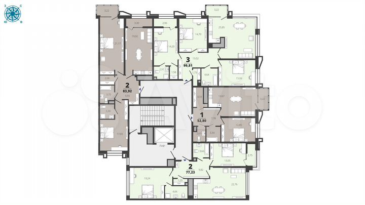 2-к. квартира, 77,2 м², 7/19 эт.