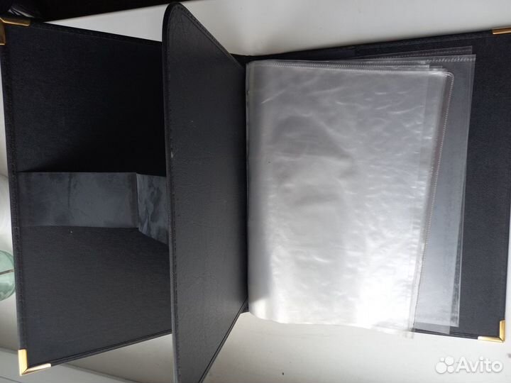 Папка для документов черная кожанная