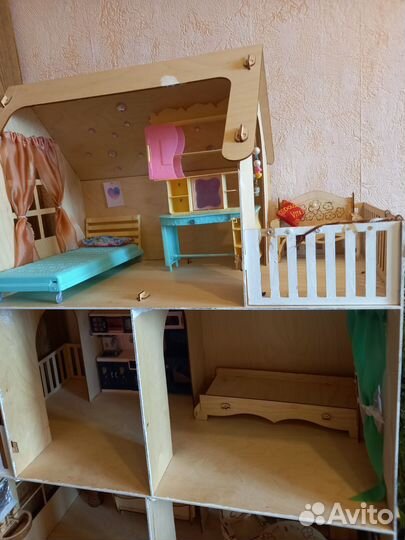 Кукольный домик для барби с мебелью