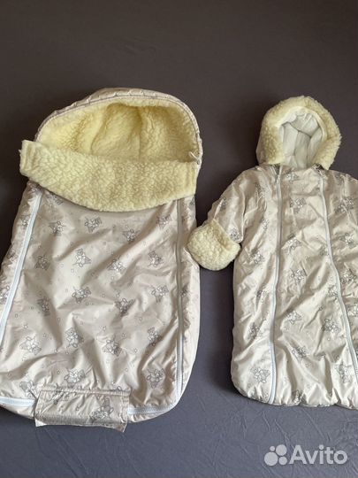 Зимний конверт в коляску на овчине