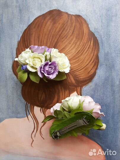 Заколка для волос с розами