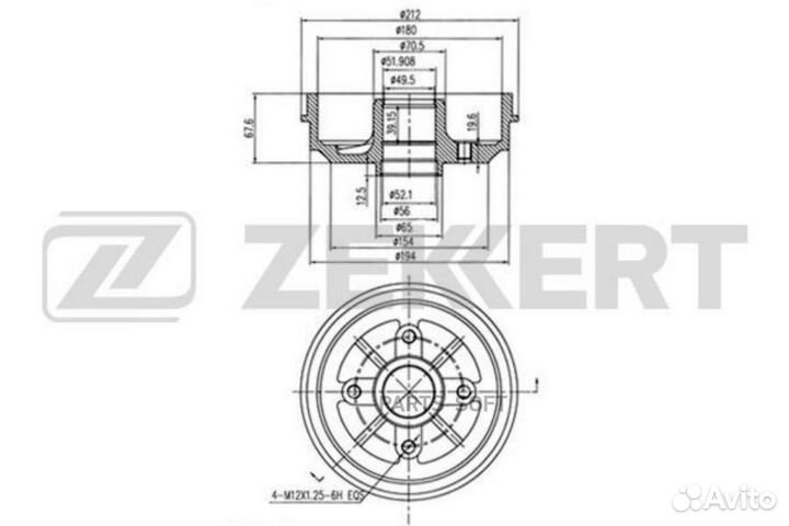 Zekkert BS-5091 Барабан торм. зад. Citroen Saxo 96