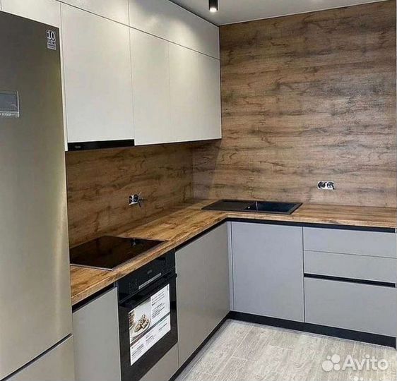 Кухня серо-бежевая под заказ