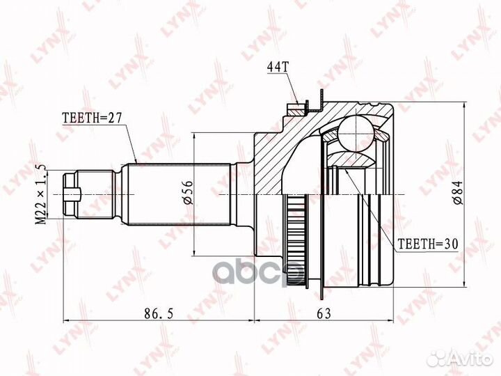Шрус subaru impreza 95- наружн. CO7101A lynxauto