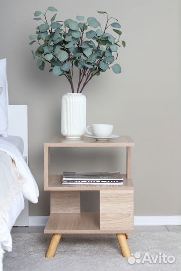 Тумба Прикроватная на деревяных ножках сонома