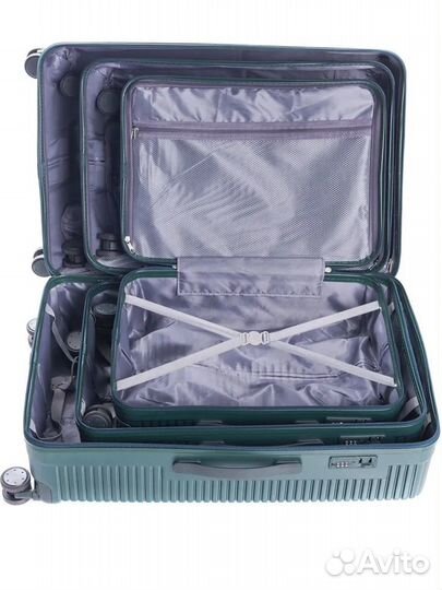 Комплект чемоданов Leegi, Пластик, L/M/S Зеленый