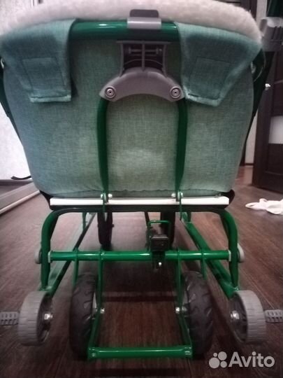 Детские санки коляска с колесами бу