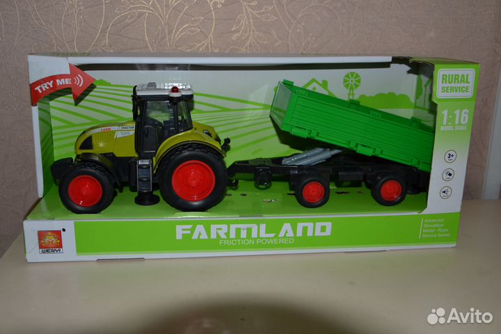 Трактор инерционный со звуком с прицепом