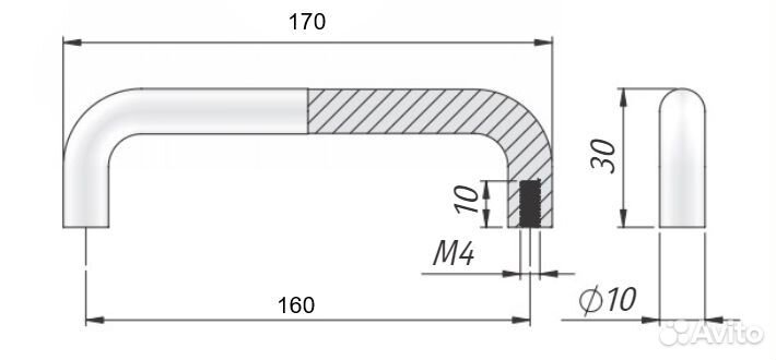 Ручка-скоба 160 мм матовый хром BH.04.160.SC