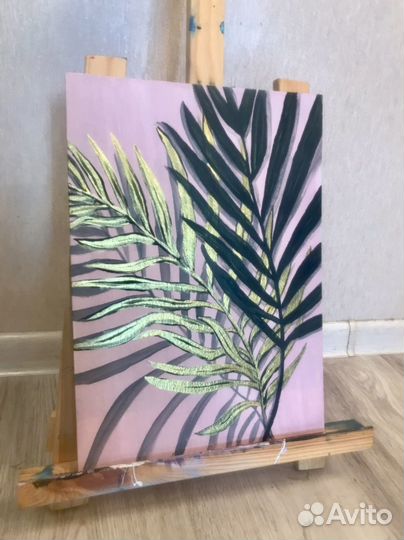 Картина с золотом акрилом на холсте