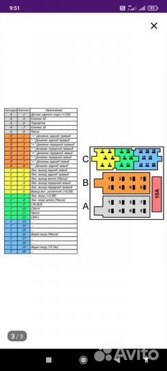 Mini ISO - RCA разъём для магнитолы Новый