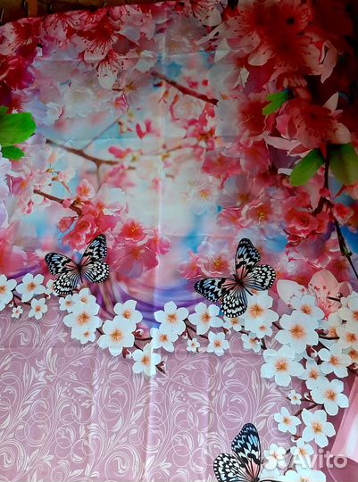 Шторы из габардина розовые2шт+тюль1шт