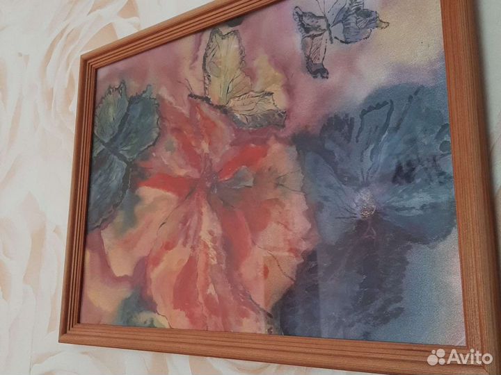 Картина роспись по шёлку. Хэнд мейд