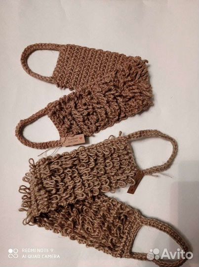 Вязаные мочалки из джута